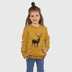 Свитшот хлопковый детский Черный олень Black Deer, цвет: горчичный — фото 2
