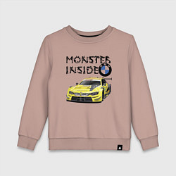 Свитшот хлопковый детский BMW M Power Monster inside, цвет: пыльно-розовый