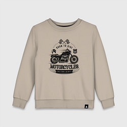 Свитшот хлопковый детский Motorcycle Born to ride, цвет: миндальный
