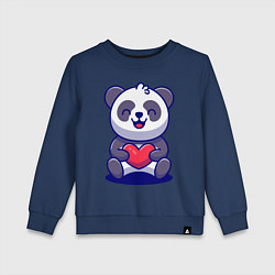 Свитшот хлопковый детский Панда с сердцем!, цвет: тёмно-синий