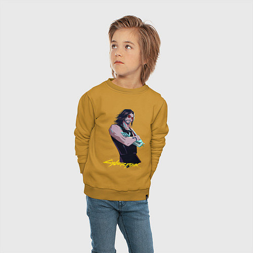 Детский свитшот Джонни Cyberpunk2077 Johnny / Горчичный – фото 4
