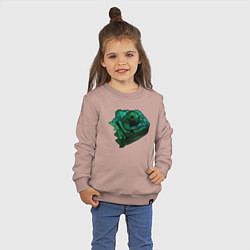 Свитшот хлопковый детский Хамелеон в стиле Low Poly, цвет: пыльно-розовый — фото 2