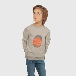 Свитшот хлопковый детский Баскетбол - Отпечаток, цвет: миндальный — фото 2