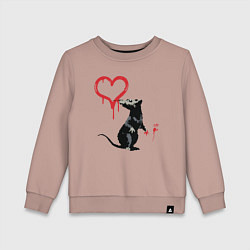 Свитшот хлопковый детский BANKSY БЭНКСИ крыса и сердце, цвет: пыльно-розовый