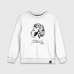 Свитшот хлопковый детский Александр Пушкин автограф, цвет: белый