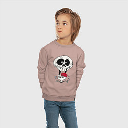 Свитшот хлопковый детский Smile Hype Skull, цвет: пыльно-розовый — фото 2