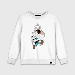 Свитшот хлопковый детский Чашки Cuphead, цвет: белый