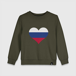 Свитшот хлопковый детский Сердце - Россия, цвет: хаки