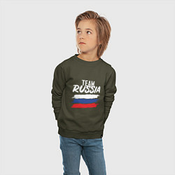 Свитшот хлопковый детский Team - Russia, цвет: хаки — фото 2