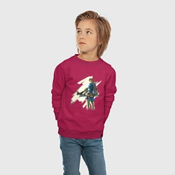 Свитшот хлопковый детский Link с луком, цвет: маджента — фото 2
