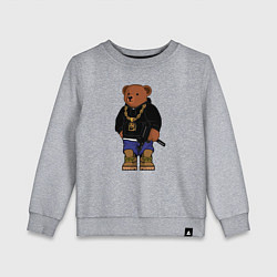 Свитшот хлопковый детский Gangsta bear Крутой мишка, цвет: меланж