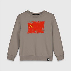 Свитшот хлопковый детский Рваный флаг СССР, цвет: утренний латте