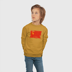 Свитшот хлопковый детский Рваный флаг СССР, цвет: горчичный — фото 2