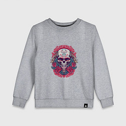 Свитшот хлопковый детский Roses Skull, цвет: меланж