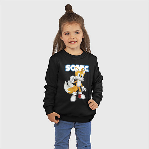 Детский свитшот Майлз Тейлз Прауэр Sonic Видеоигра / Черный – фото 3