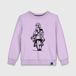 Свитшот хлопковый детский Крутой мотоциклист, цвет: лаванда