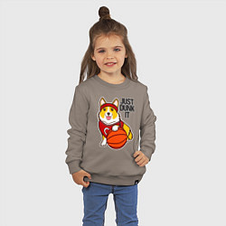 Свитшот хлопковый детский JUST DUNK IT корги, цвет: утренний латте — фото 2
