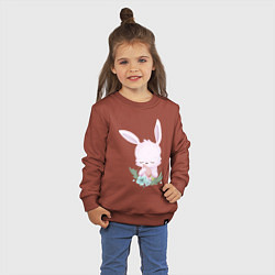 Свитшот хлопковый детский Милый Крольчонок С Морковкой И Цветами, цвет: кирпичный — фото 2