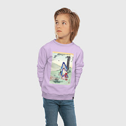 Свитшот хлопковый детский Picnic Пикник, цвет: лаванда — фото 2