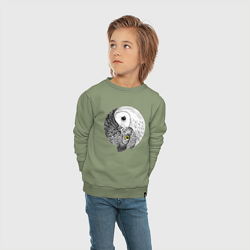 Детский свитшот Инь Янь по совиному / Авокадо – фото 4