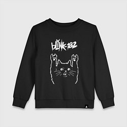 Свитшот хлопковый детский Blink 182 Рок кот, цвет: черный