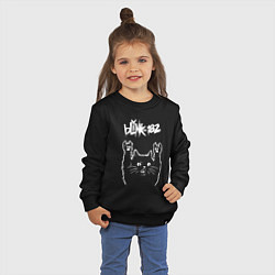 Свитшот хлопковый детский Blink 182 Рок кот, цвет: черный — фото 2