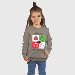 Свитшот хлопковый детский Italiano Pomodoro, любовь к Италии, пицце и томата, цвет: утренний латте — фото 2