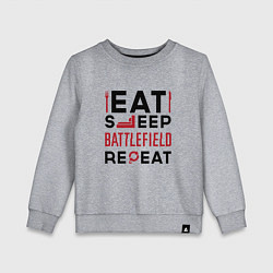 Свитшот хлопковый детский Надпись: Eat Sleep Battlefield Repeat, цвет: меланж