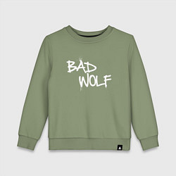 Свитшот хлопковый детский Bad Wolf злой волк, цвет: авокадо