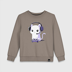 Свитшот хлопковый детский Котёнок игроман The kitten is a gambler, цвет: утренний латте