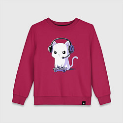 Свитшот хлопковый детский Котёнок игроман The kitten is a gambler, цвет: маджента
