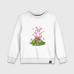 Свитшот хлопковый детский BUNNY PAINTS EGGS, цвет: белый