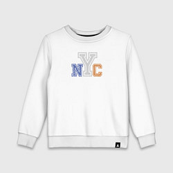 Свитшот хлопковый детский NYC New York City, цвет: белый
