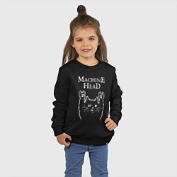 Свитшот хлопковый детский Machine Head Рок кот, цвет: черный — фото 2