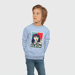 Свитшот хлопковый детский Stranger Things Eleven, цвет: мягкое небо — фото 2