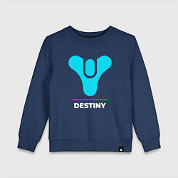 Свитшот хлопковый детский Символ Destiny в неоновых цветах, цвет: тёмно-синий