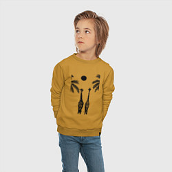 Свитшот хлопковый детский Жирафы и пальмы, цвет: горчичный — фото 2