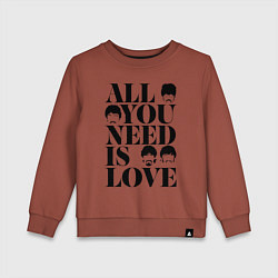 Свитшот хлопковый детский ALL YOU NEED IS LOVE THE BEATLES, цвет: кирпичный