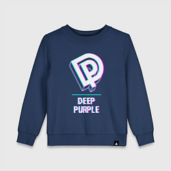 Свитшот хлопковый детский Deep Purple Glitch Rock, цвет: тёмно-синий