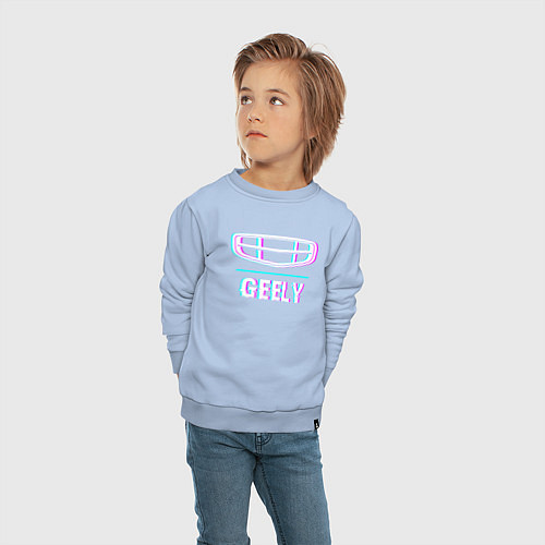 Детский свитшот Значок Geely в стиле Glitch / Мягкое небо – фото 4