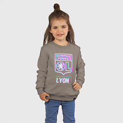 Свитшот хлопковый детский Lyon FC в стиле Glitch, цвет: утренний латте — фото 2