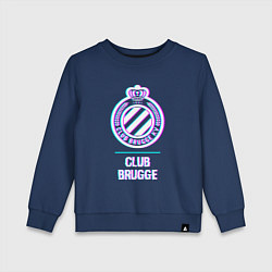Свитшот хлопковый детский Club Brugge FC в стиле Glitch, цвет: тёмно-синий