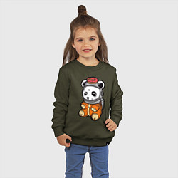 Свитшот хлопковый детский Космо панда, цвет: хаки — фото 2