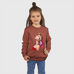Свитшот хлопковый детский Девушка в красном и бабочка, цвет: кирпичный — фото 2