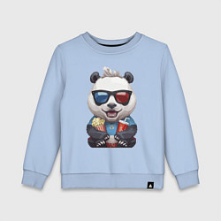Свитшот хлопковый детский Прикольный панда с попкорном и колой, цвет: мягкое небо