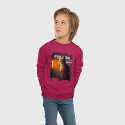 Свитшот хлопковый детский STRAY FOLLOW MEOW, цвет: маджента — фото 2