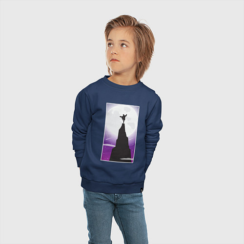 Детский свитшот КУНГ ФУ НА ФОНЕ ЛУНЫ / Тёмно-синий – фото 4