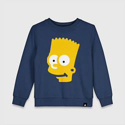 Свитшот хлопковый детский Барт Симпсон - портрет, цвет: тёмно-синий