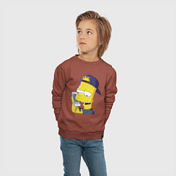 Свитшот хлопковый детский Барт Симпсон разговаривает по мобиле, цвет: кирпичный — фото 2