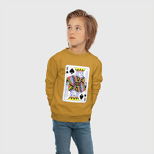Детский свитшот Игральная карта - Король / Горчичный – фото 4